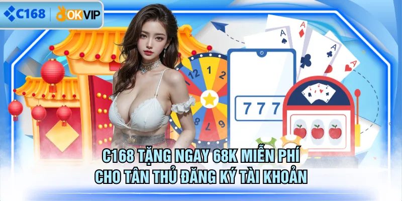 C168 tặng ngay 68K miễn phí cho tân thủ đăng ký tài khoản
